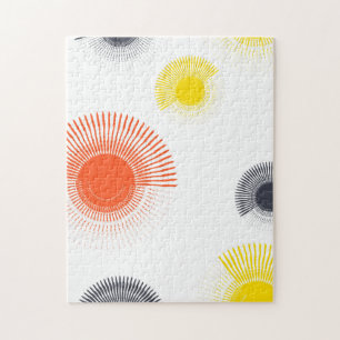 Trendy, playful, lively, cool, circular geometric jigsaw puzzle