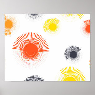 Trendy, playful, lively, cool, circular geometric poster