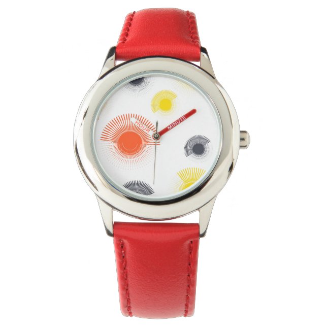 Trendy, playful, lively, cool, circular geometric watch (Front)
