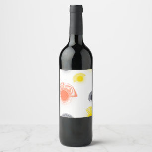 Trendy, playful, lively, cool, circular geometric wine label
