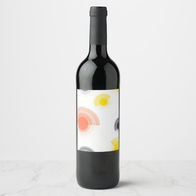 Trendy, playful, lively, cool, circular geometric wine label (Front)