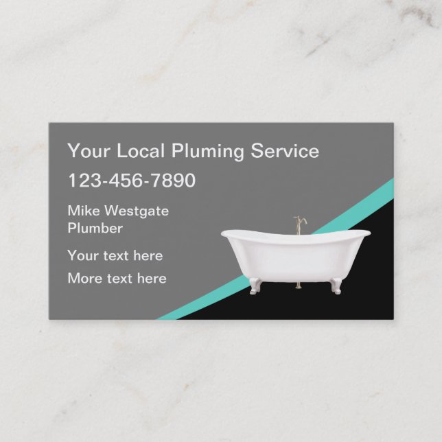 Trendy Plumbing Service Plumber Business Cards (Front)