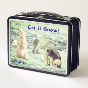 Trendy Polar Bears on Ice Metal Lunch Box