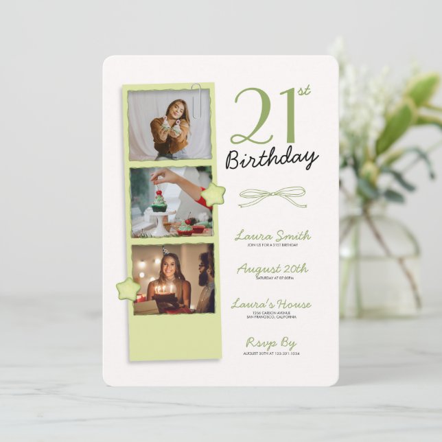 Trendy Polaroid Photo Birthday Invitation (Standing Front)