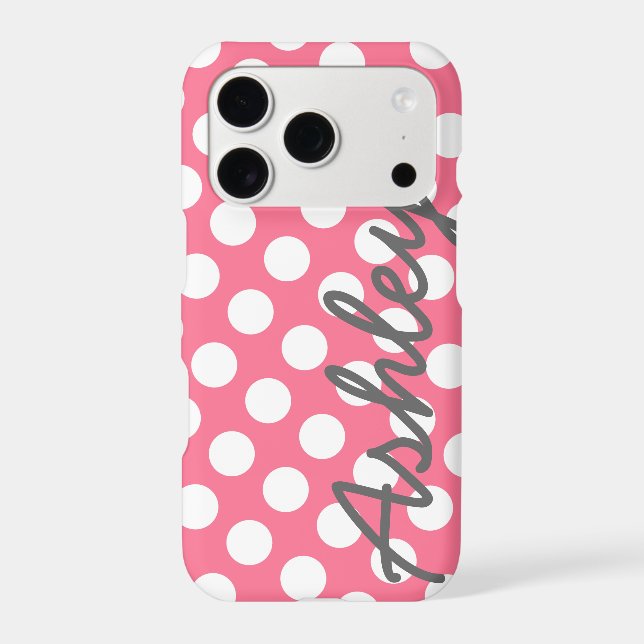 Trendy Polka Dot Pattern with name - pink grey (Back)