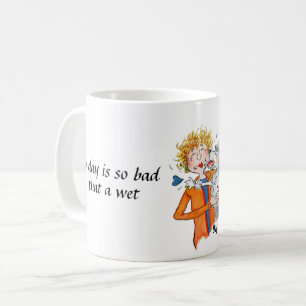 Trendy Poodle Kisses our Woman in Red Coffee Mug