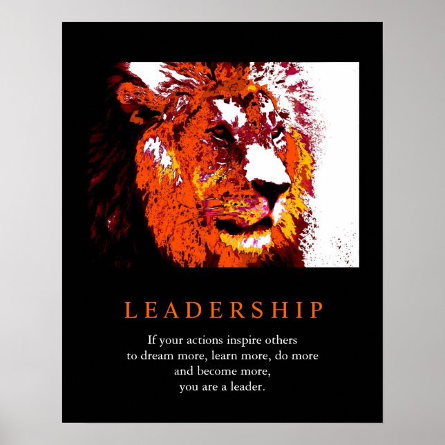 Trendy Pop Art Motivational Leadership Lion Poster (Front)