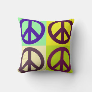 Trendy Pop Art Peace Sign Symbol Throw Pillow
