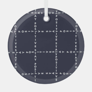 Trendy 'Positive' pattern, grid check. Glass Tree Decoration