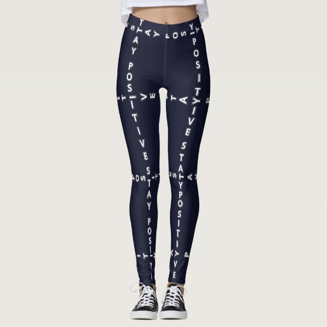 Trendy 'Positive' pattern, grid check. Leggings (Front)