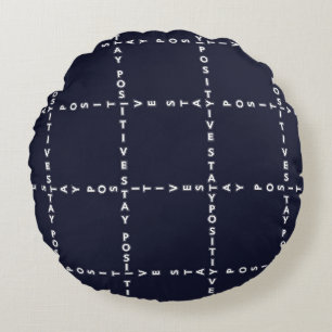 Trendy 'Positive' pattern, grid check. Round Cushion