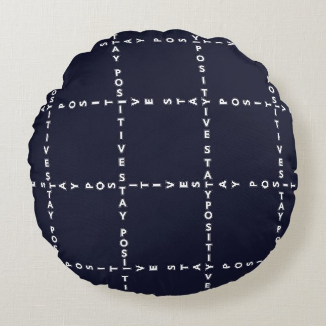 Trendy 'Positive' pattern, grid check. Round Cushion (Front)
