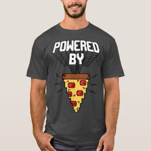 Trendy Powered By Pizza Pixel Food Humour 33555686 T-Shirt