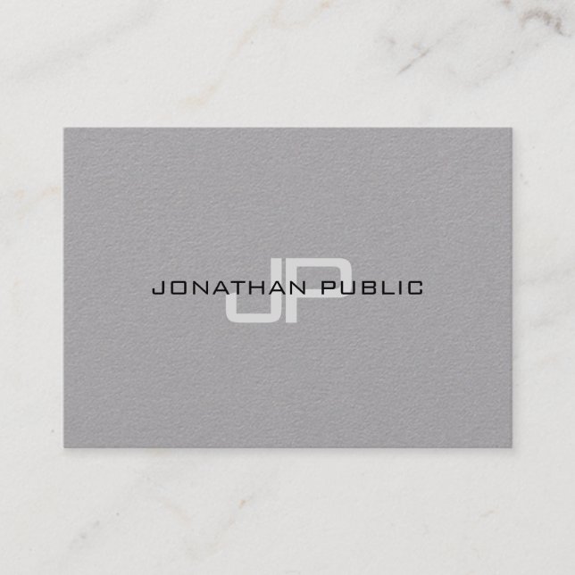 Trendy Premium Grey Elegant Modern Monogram Simple Business Card (Front)
