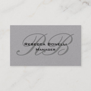 Trendy Premium Grey Monogram Minimalist Business Card