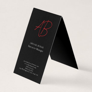 Trendy Premium Silk Modern Monogrammed Plain Black Business Card