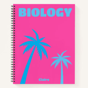 Trendy Preppy Pink Palm Tree Notebook