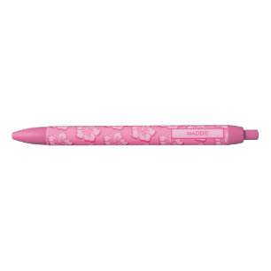 Trendy Preppy Tropical Floral Black Ink Pen