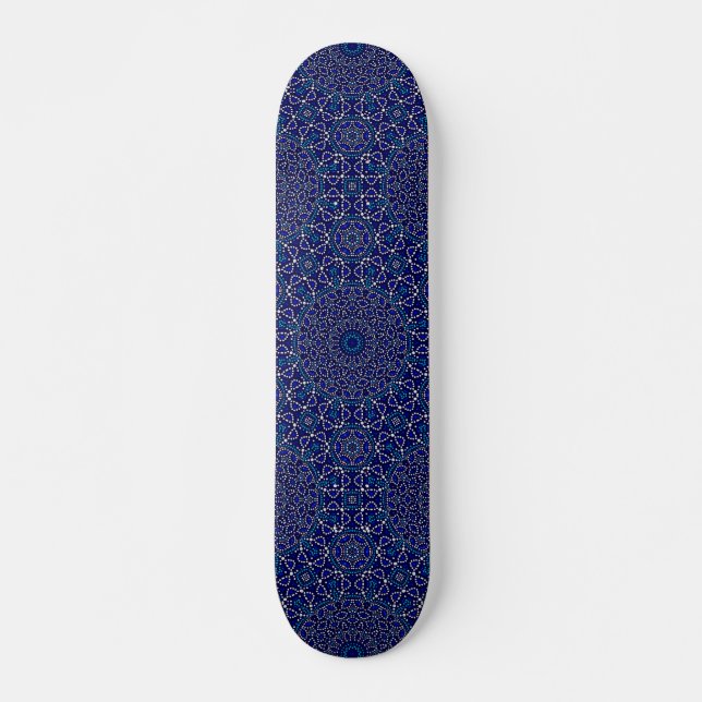 Trendy Pretty Blue Green Dot Art Skateboard (Front)