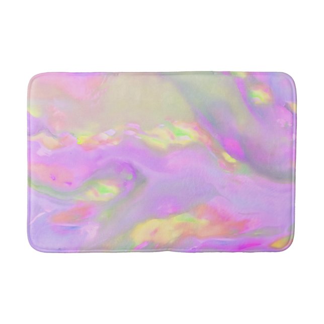 Trendy pretty colourful abstract waves bath mat (Front)