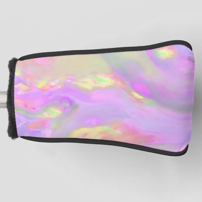 Trendy pretty colourful abstract waves golf head cover (Front)