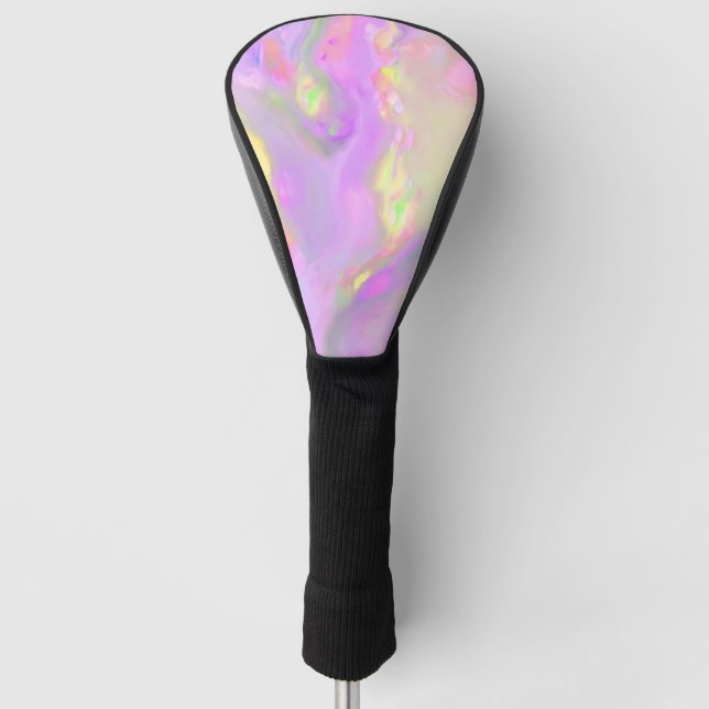 Trendy pretty colourful abstract waves golf head cover (Front)