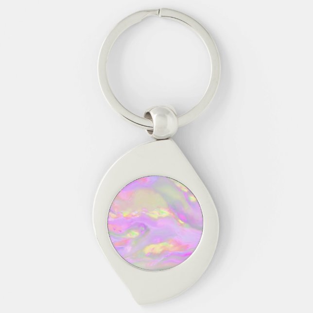 Trendy pretty colourful abstract waves key ring (Front)