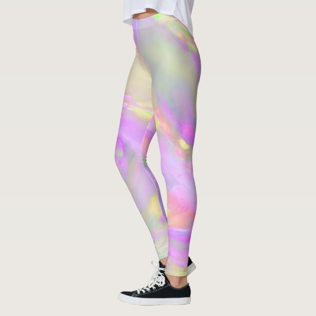Trendy pretty colourful abstract waves leggings (Left)