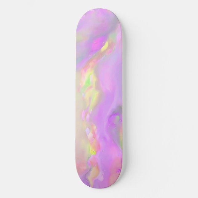 Trendy pretty colourful abstract waves skateboard (Front)