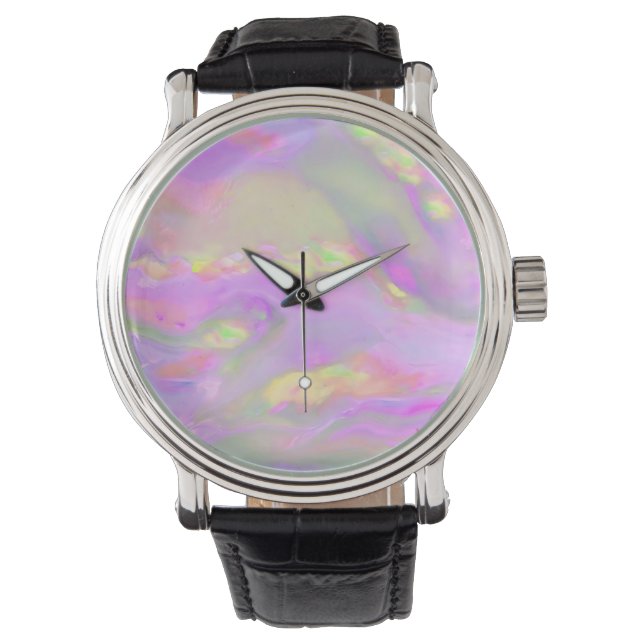 Trendy pretty colourful abstract waves watch (Front)