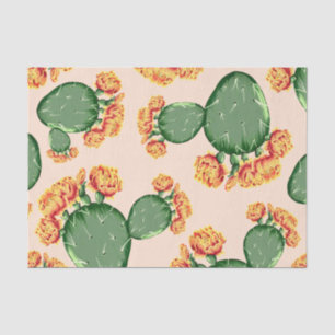 Trendy Prickly Pear Cactus & Cactus Blossoms Tissue Paper