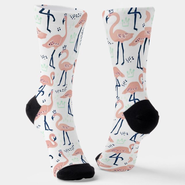 Trendy Princess Flamingo Pattern Adult Socks (Angled)