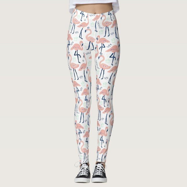 Trendy Princess Flamingo Pattern Leggings (Front)