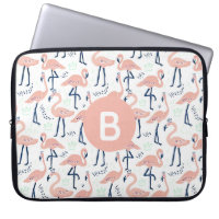 Trendy Princess Flamingo Pattern Monogram Pink