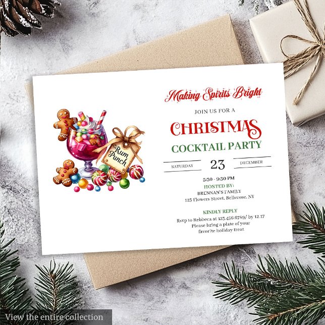 Trendy printable Christmas cocktails party invites (Trendy printable Christmas cocktails party invitation

)