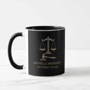Trendy Professional Black Gold Lawyer Attorney Mug
