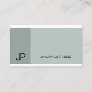 Trendy Professional Blue Green Modern Monogram Business Card