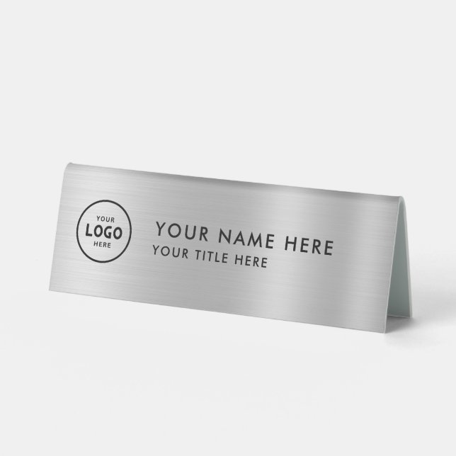 Trendy Professional business logo Desk Nameplate  (Front)