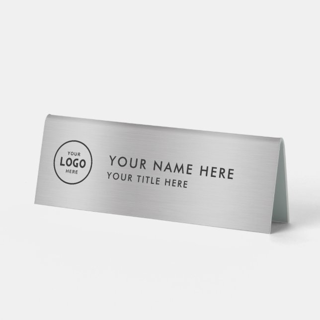 Trendy Professional business logo Desk Nameplate  (Front)