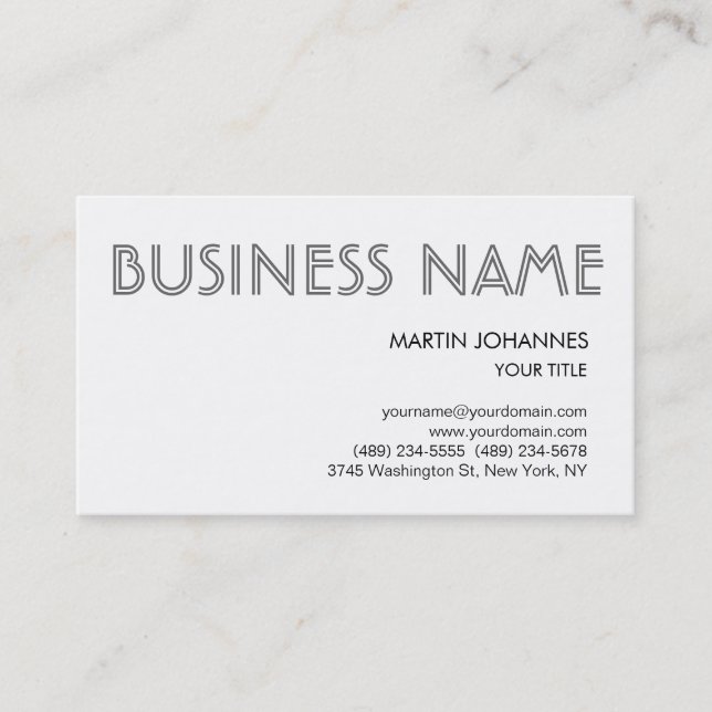 Trendy Professional Chic White Business Card (Front)