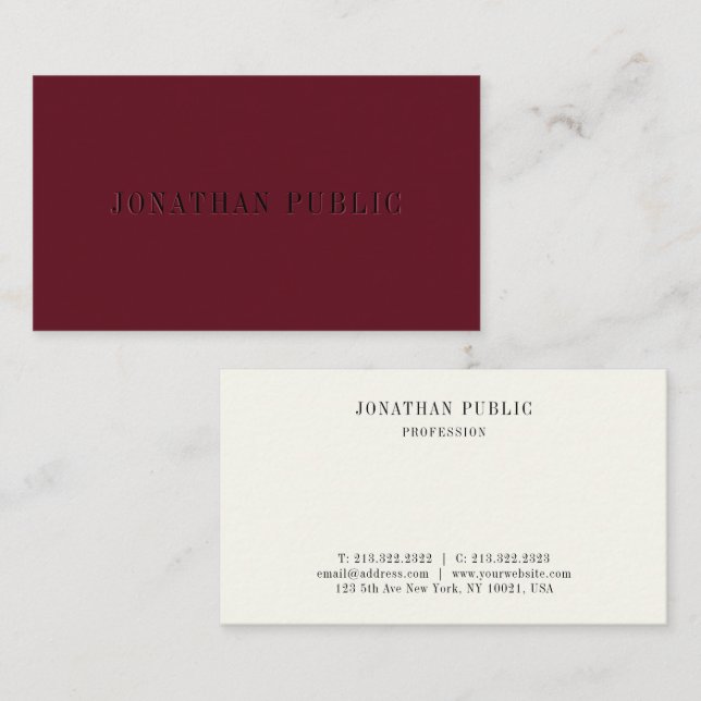 Trendy Professional Elegant Modern Minimal Design Business Card (Front/Back)