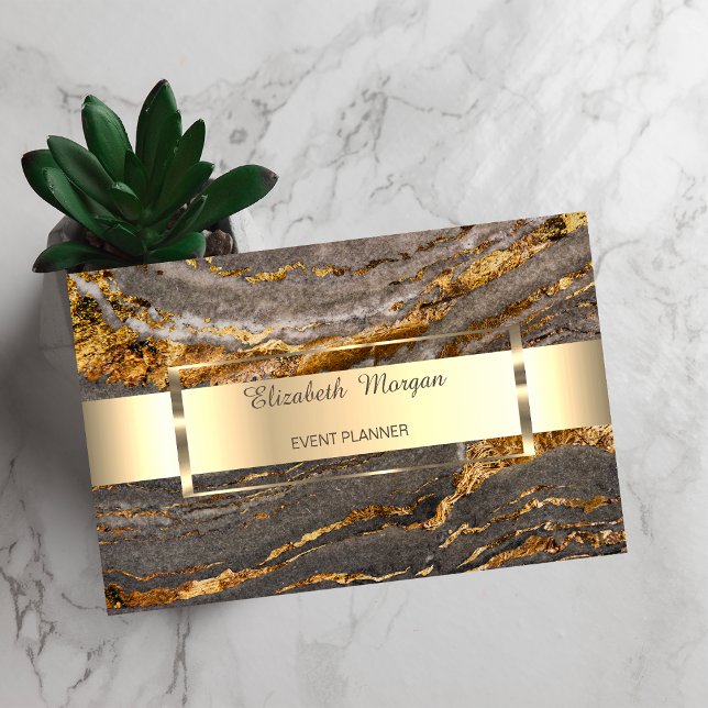 Trendy Professional Gold Stripe Marble Business Card (Creator Uploaded)