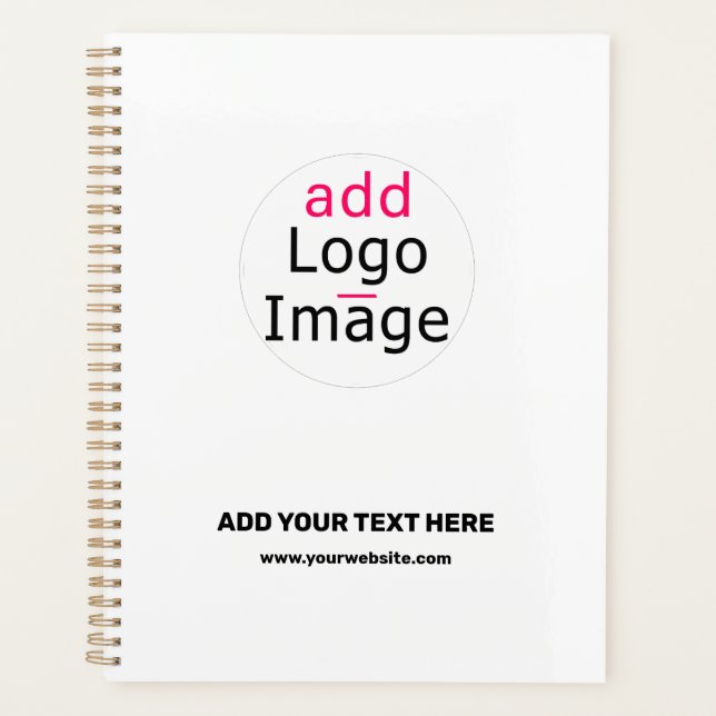 Trendy professional modern custom brand white planner (Front)