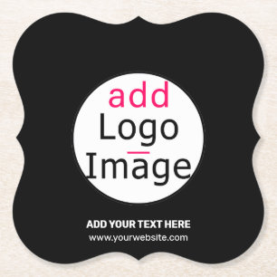 Trendy professional modern customisable logo black paper coaster