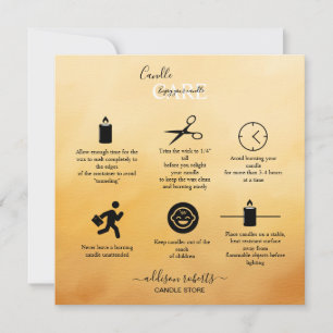 Trendy Professional Orange Terracotta Candle Care  Thank You Card