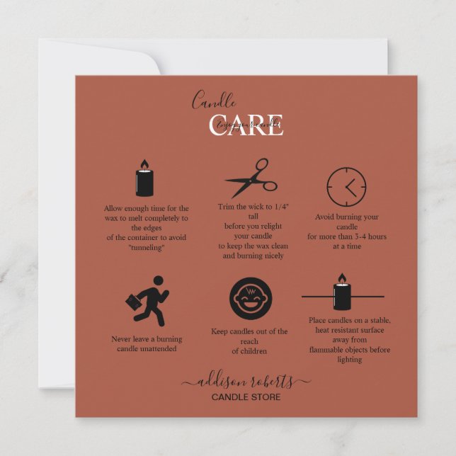 Trendy Professional Orange Terracotta Candle Care  Thank You Card (Front)