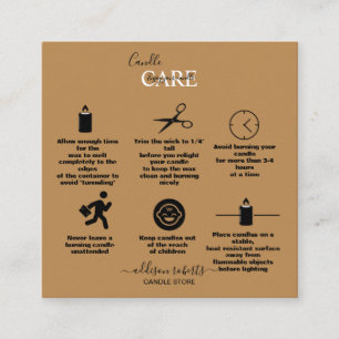 Trendy Professional Terracotta Boho Candle Care Square Business Card