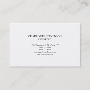 Trendy Professional White Plain Simple Minimalist Business Card