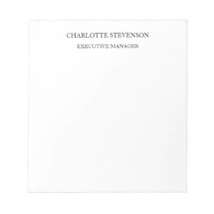 Trendy Professional White Plain Simple Minimalist Notepad