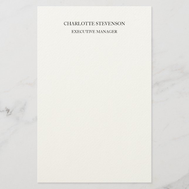Trendy Professional White Plain Simple Minimalist Stationery (Front)
